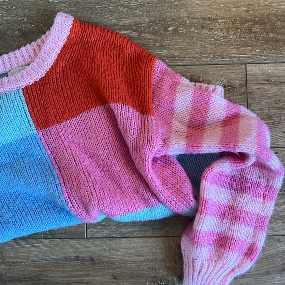 Bibi Multicolor Patchwork Crew Neck Sweater - image 4